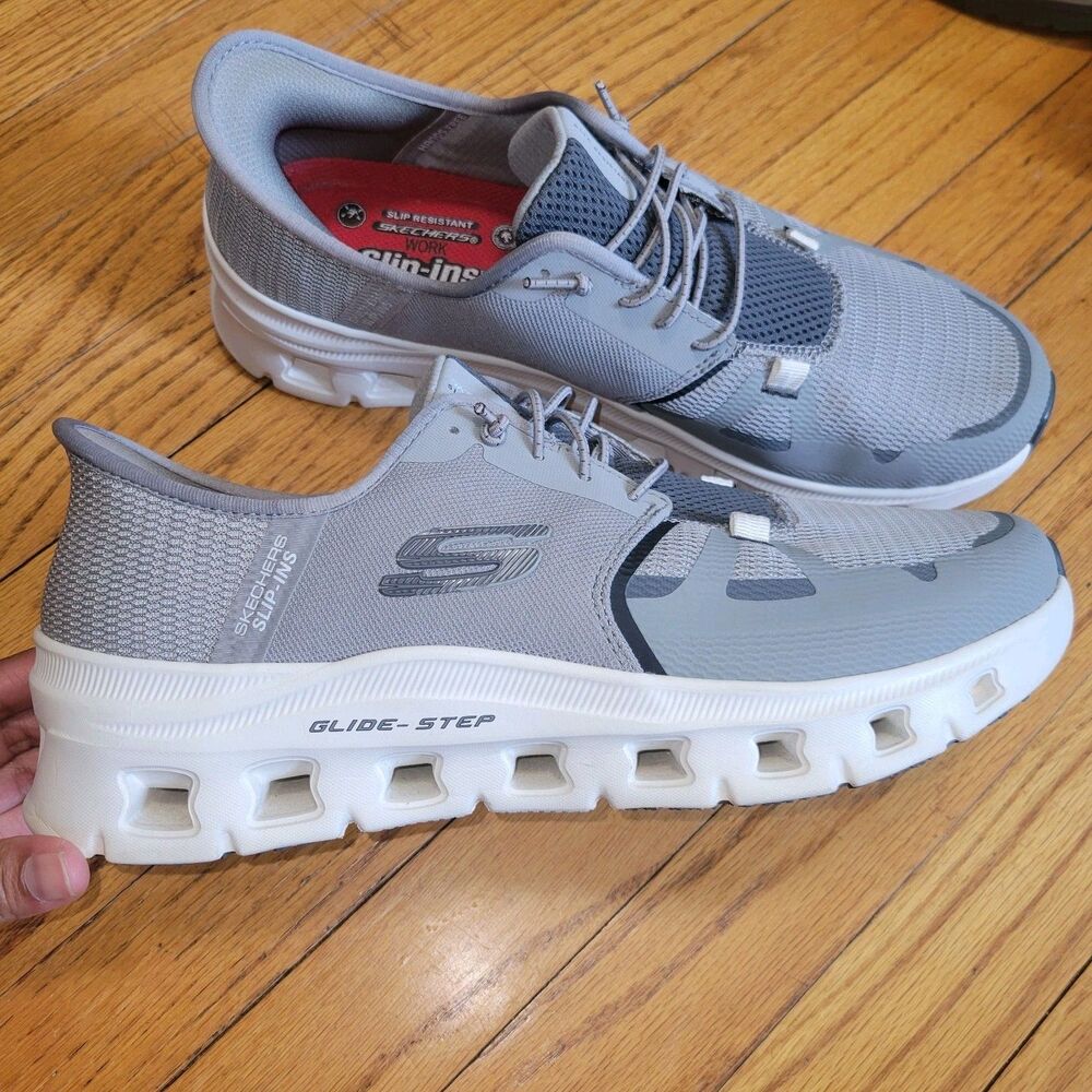 Sz 10 Skechers Men's Slip-Ins Work Grey Glide-Step Pro Slip Resistant
